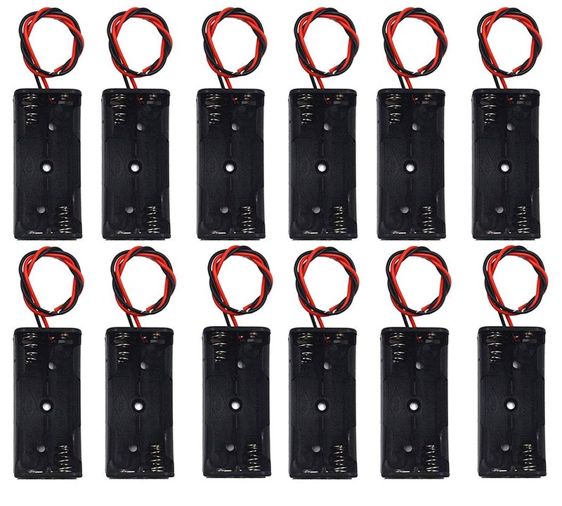 LampVPath (Pack of 12 2 X 1.5V AAA Battery Holder with Leads, AAA Battery Holder with Wires - Image 1